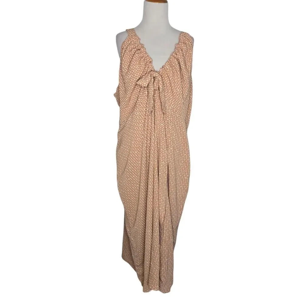 NWT Abercrombie & Fitch Babydoll Midi Slip Dress Coquette Cinched Neck Women XXL